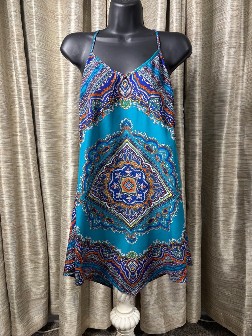 BeBop Turquoise Medallion Print Slip Dress